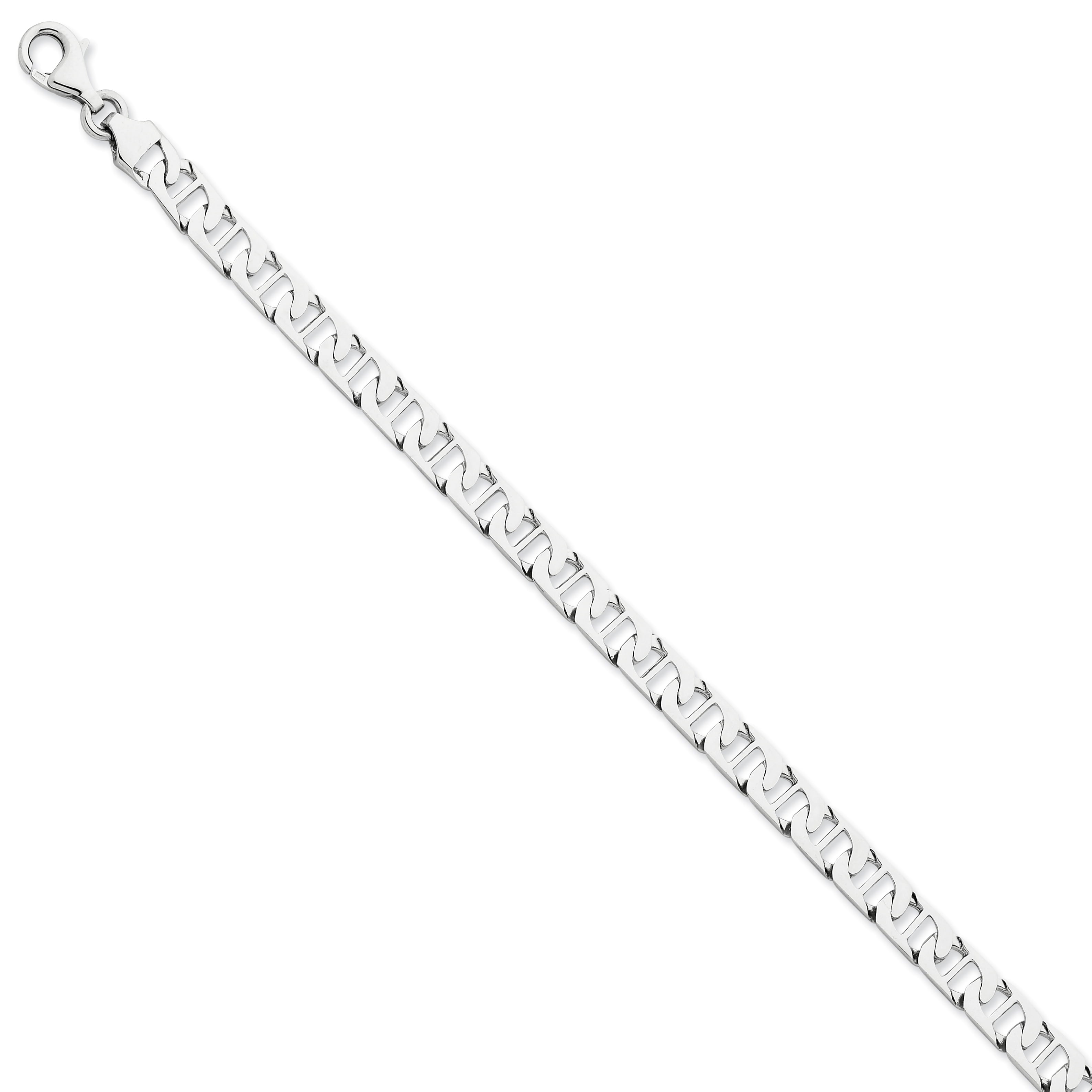 14K White Gold 22 Inch 6.5Mm Hand Polished Fancy Anchor Link With Fancy Lobster Clasp Chain