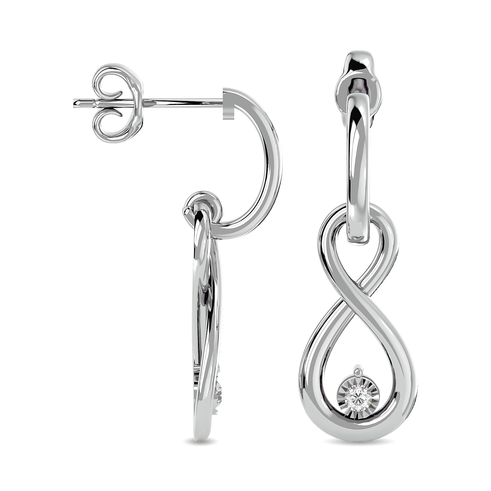 Diamond 1/20 ct tw Infinity Earrings in Sterling Silver