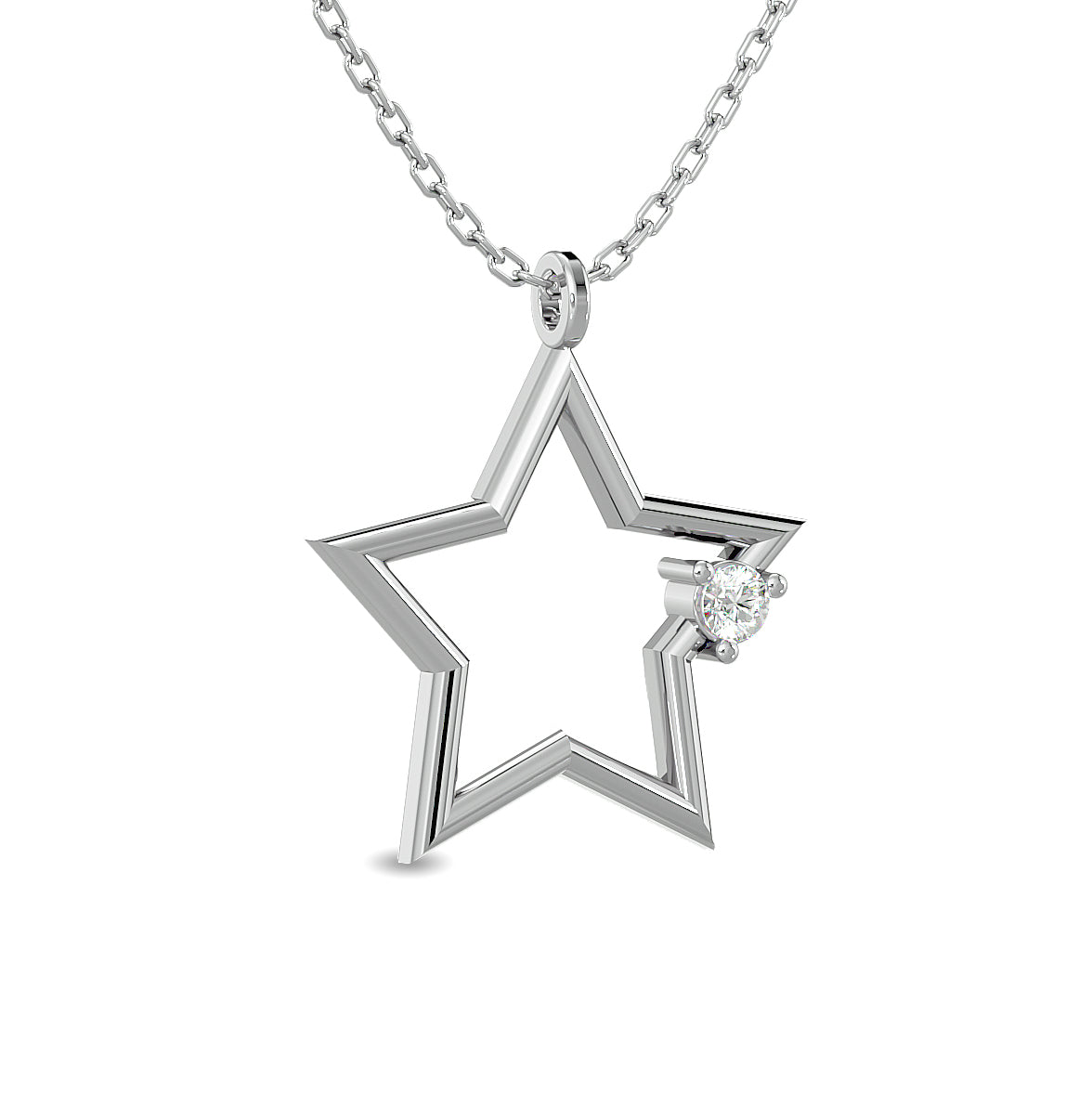 Diamond 1/20 Ct Tw Star Pendant In Sterling Silver