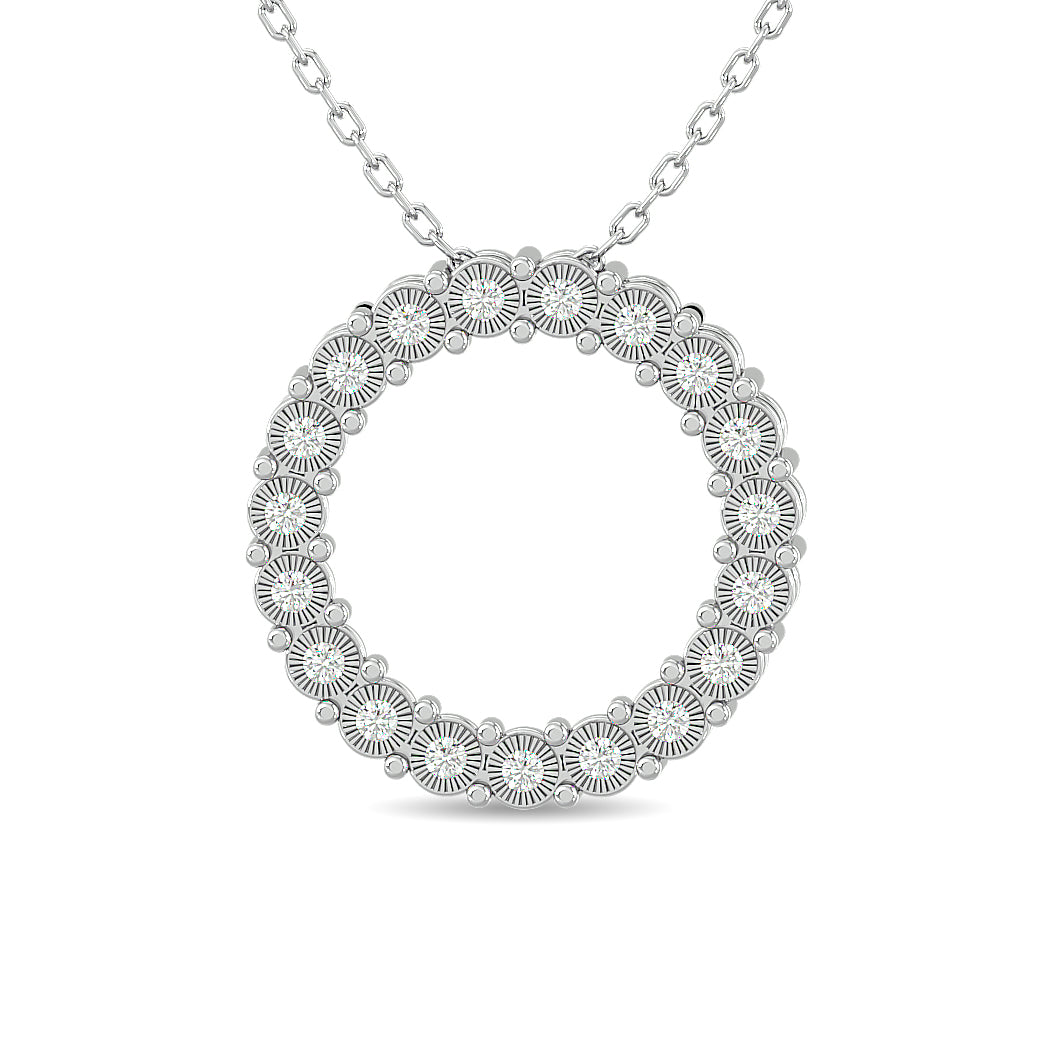 Diamond 1/6 Ct Tw Circle Fashion Pendant In Sterling Silver