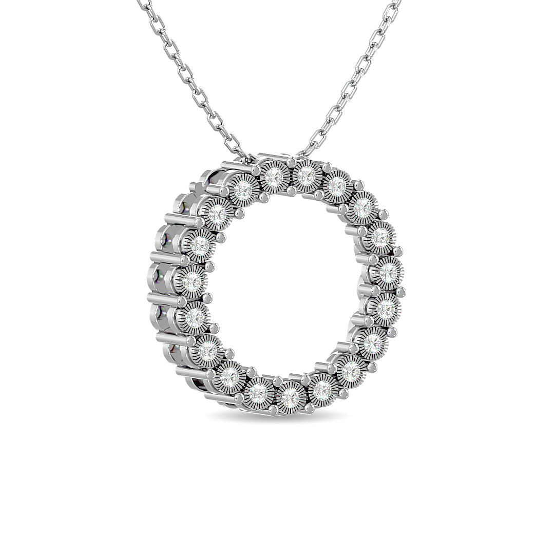 Diamond 1/6 ct tw Circle Fashion Pendant in Sterling Silver