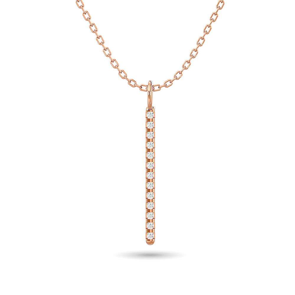 Diamond 1/10 Ct Tw Bar Pendant In 10K Rose Gold