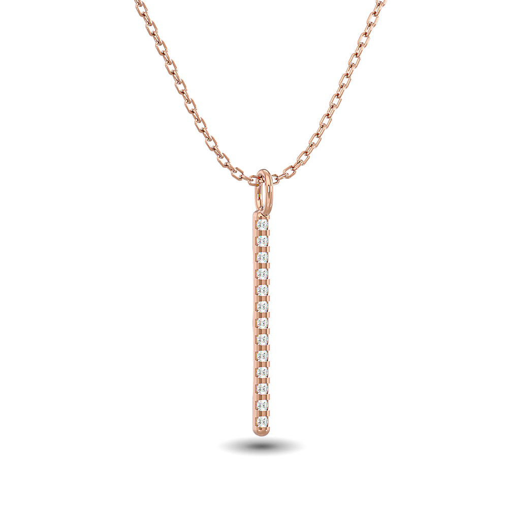 Diamond 1/10 ct tw Bar Pendant in 10K Rose Gold