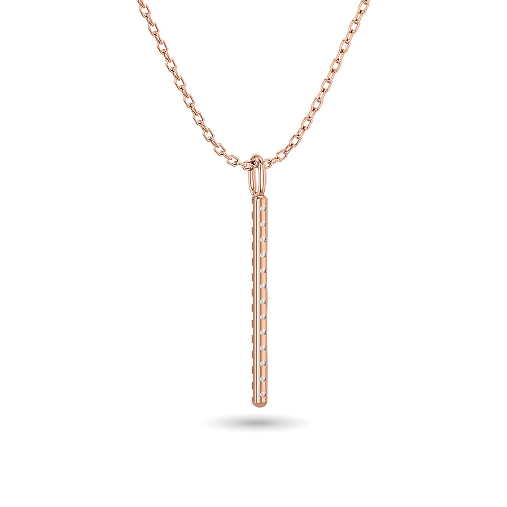 Diamond 1/10 Ct Tw Bar Pendant In 10K Rose Gold