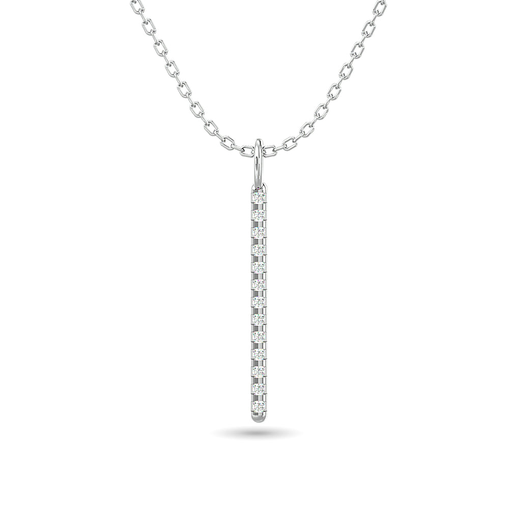 Diamond Bar Pendant 1/8 Ct Tw In 10K White Gold