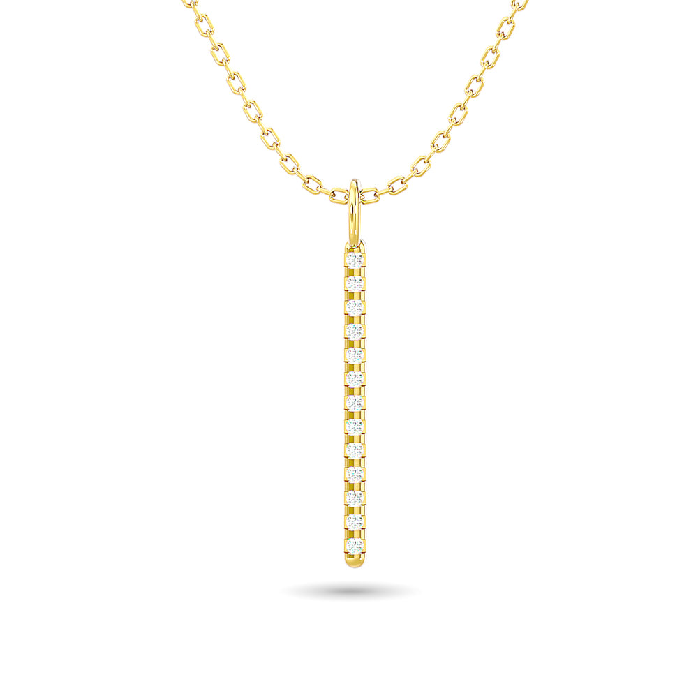 Diamond Bar Pendant 1/8 Ct Tw In 14K Yellow Gold