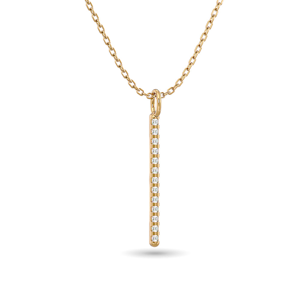 Diamond Bar Pendant 1/8 Ct Tw In 14K Yellow Gold