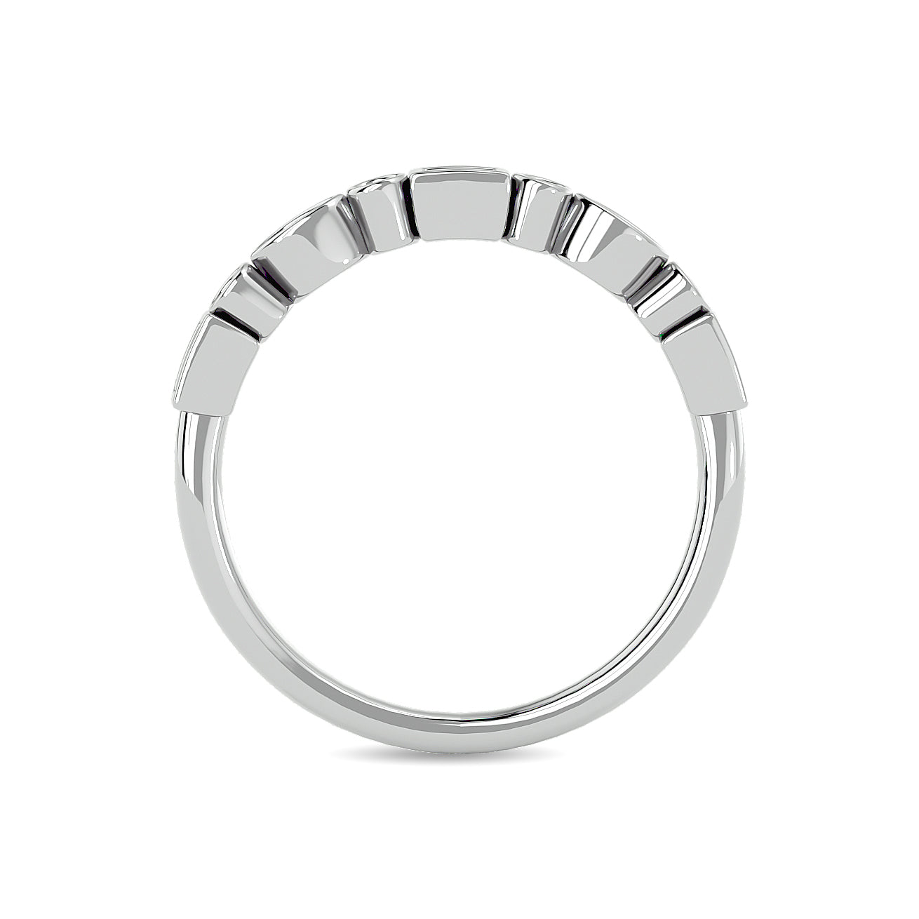 Diamond 1/5 ct tw Round and Straight Baguette Stackable Ring in 14K White Gold