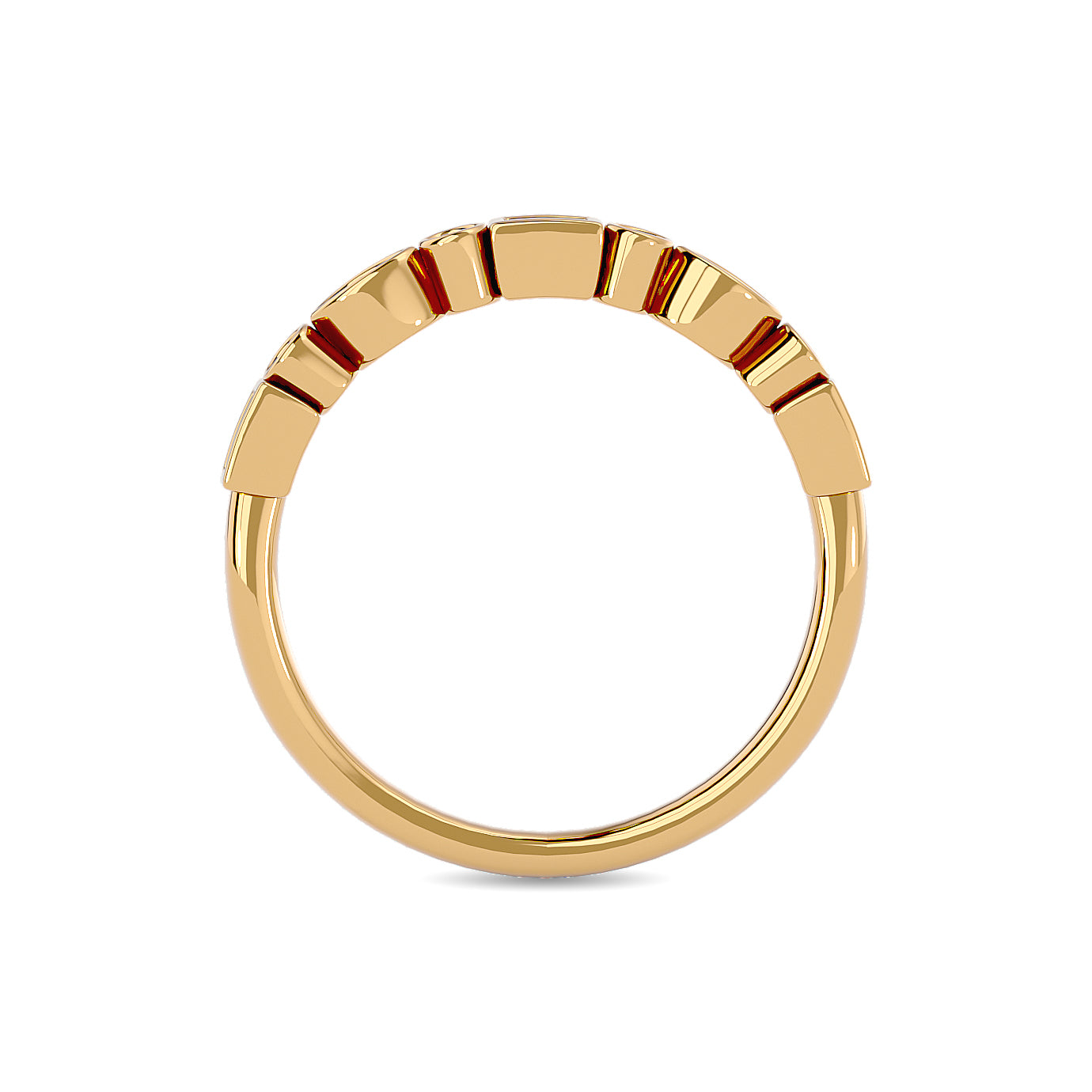 Diamond 1/5 Ct Tw Round And Straight Baguette Stackable Ring In 14K Yellow Gold