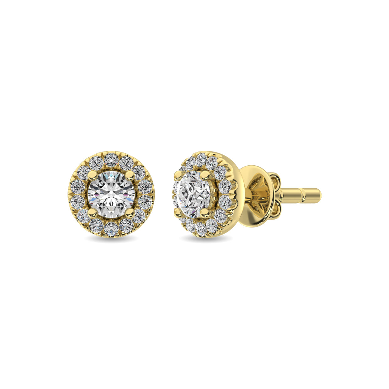 Diamond 1/3 Ct Tw Round Cut Fashion Earrings In 10K Yellow Gold