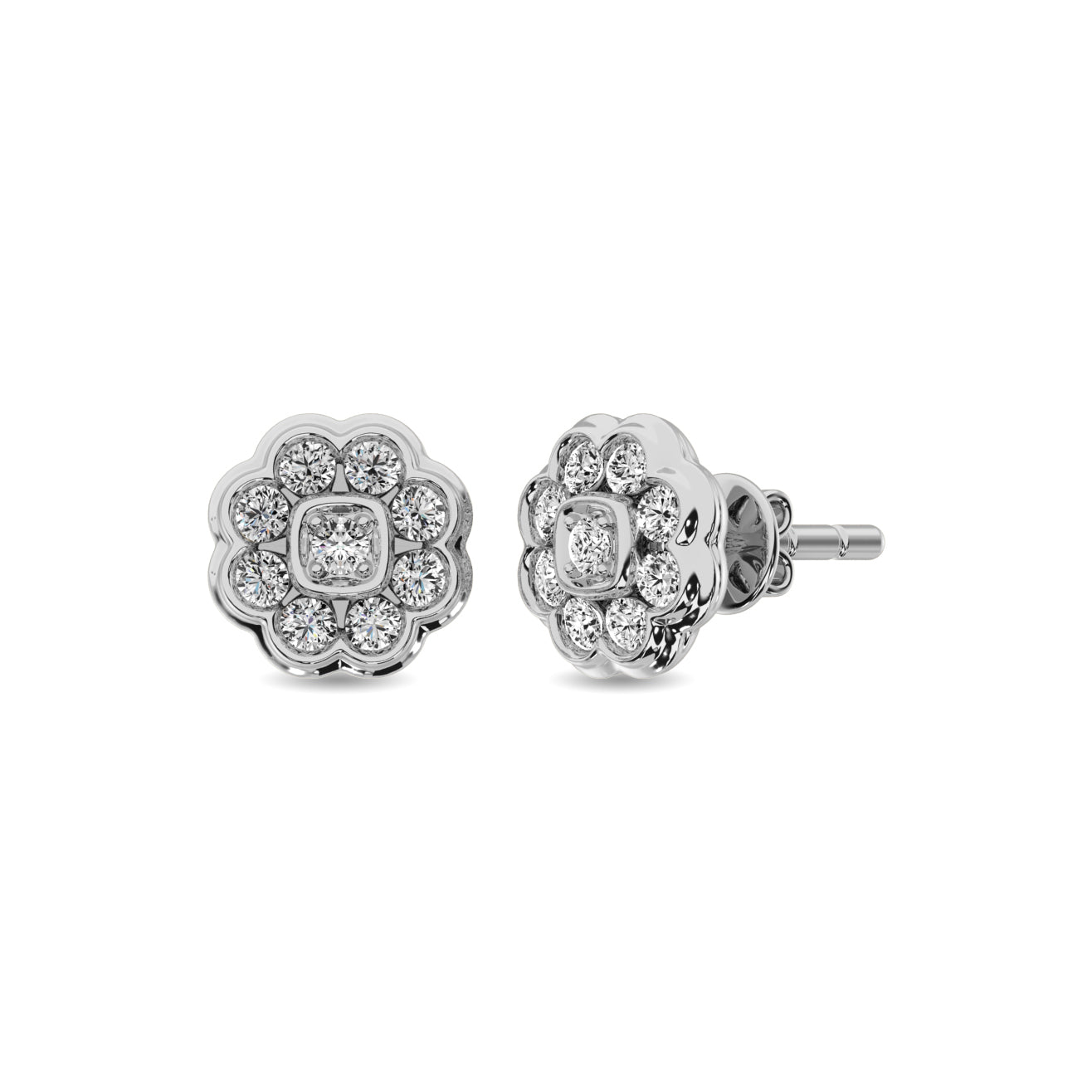 Diamond 2/5 Ct Tw Flower Earrings In 10K White Gold