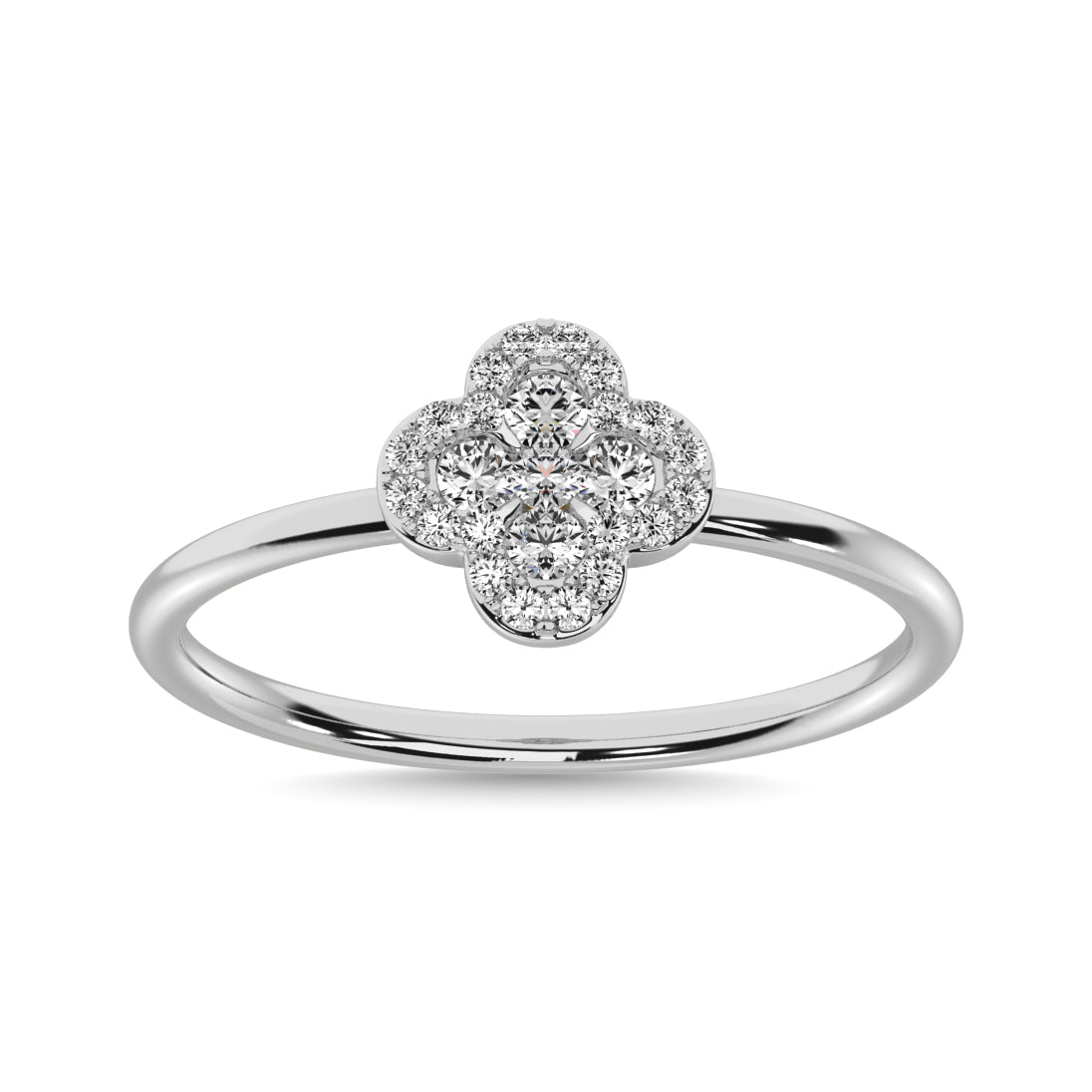 Diamond 1/4 Ct Tw Clover Ring In 14K White Gold