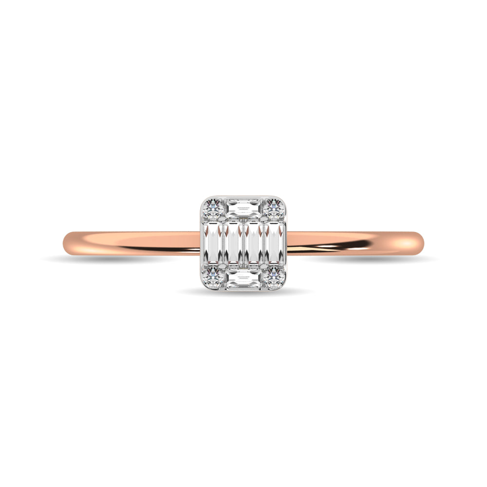 Diamond 1/10 ct tw Round and Baguette Cut Ring in 10K Rose Gold