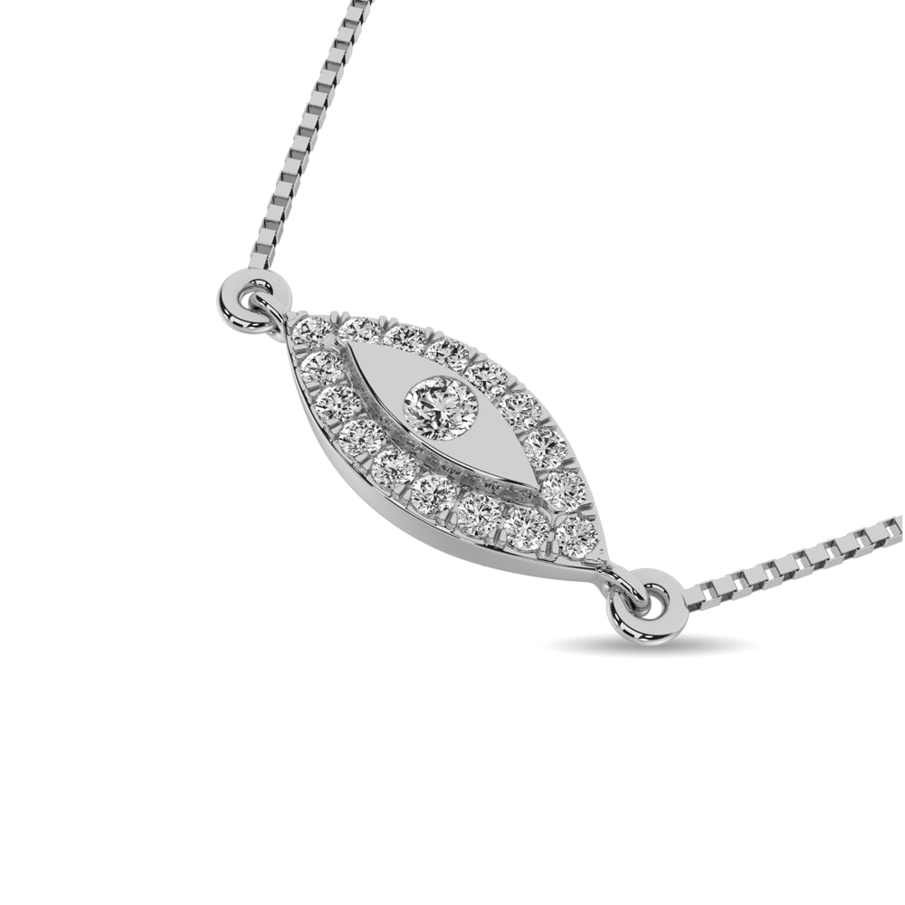 Diamond 1/10 Ct Tw Round Cut Fashion Necklace In 10K White Gold