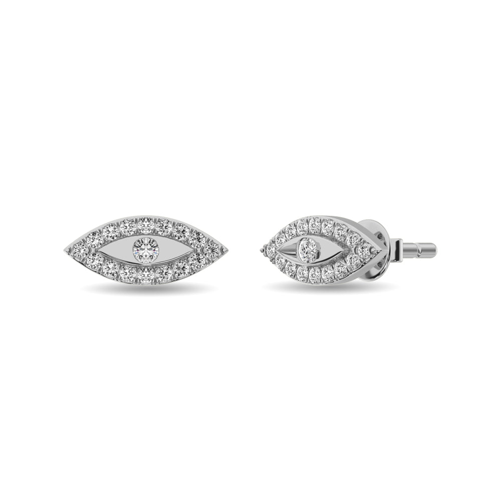 Diamond 1/6 Ct Tw Round Cut Fashion Earrings In 10K White Gold