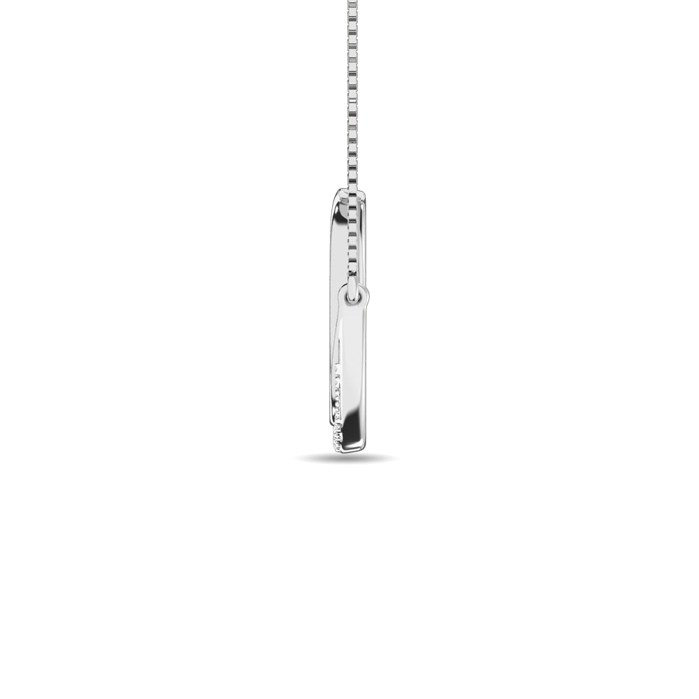 Diamond 1/10 Ct Tw Round Cut Moon Necklace In 14K White Gold