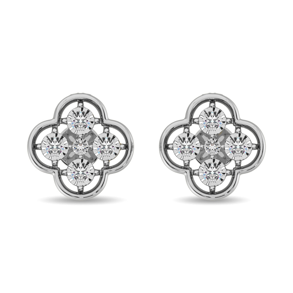 Diamond 1/6 ct tw Fashion Earrings in 10K White Gold