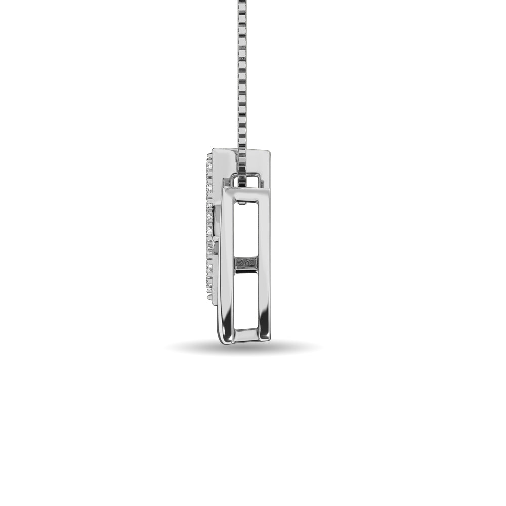 Diamond 1/20 Ct Tw Moon And Star Pendant In Sterling Silver