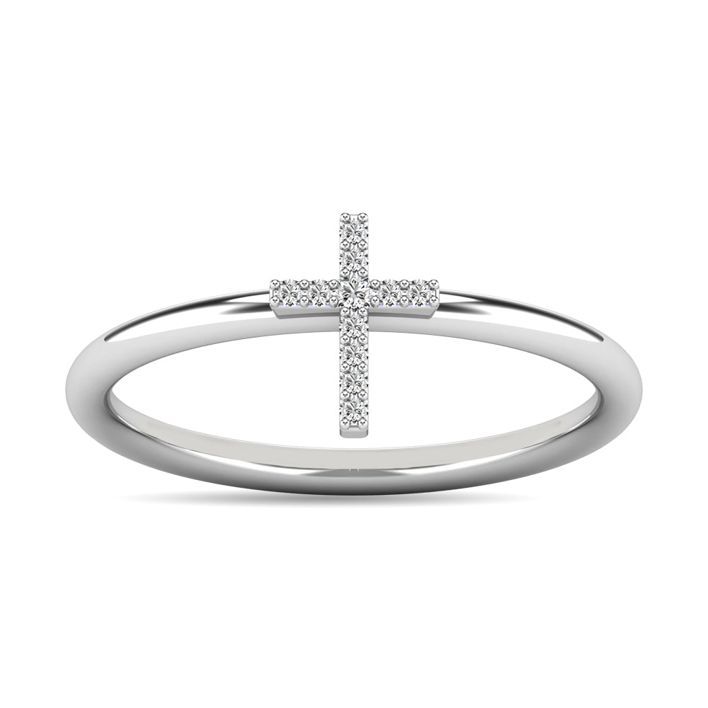 Diamond 1/20 Ct Tw Cross Ring In 10K White Gold