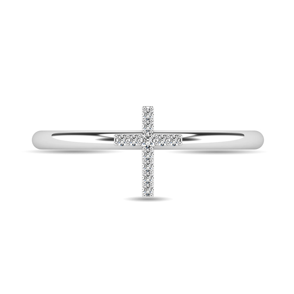 Diamond 1/20 ct tw Cross Ring in 10K White Gold