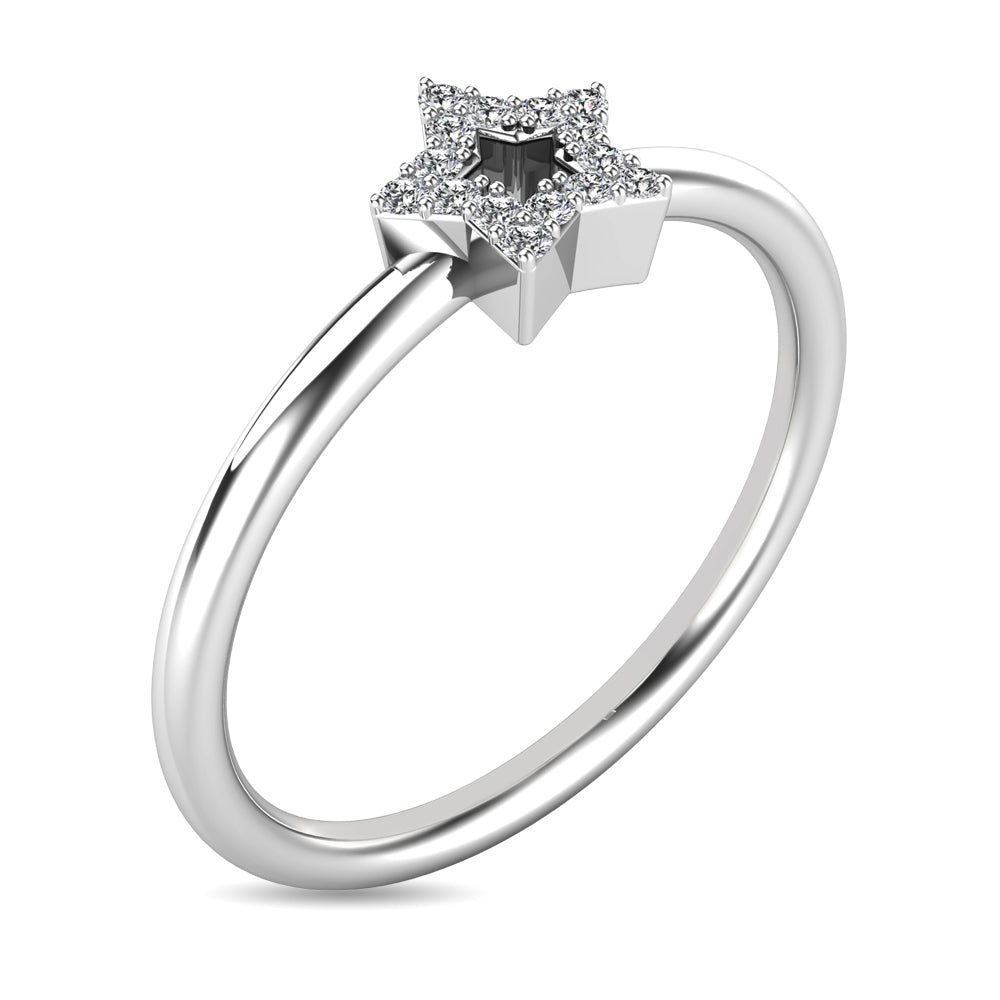 Diamond 1/20 Ct Tw Star Ring In 10K White Gold