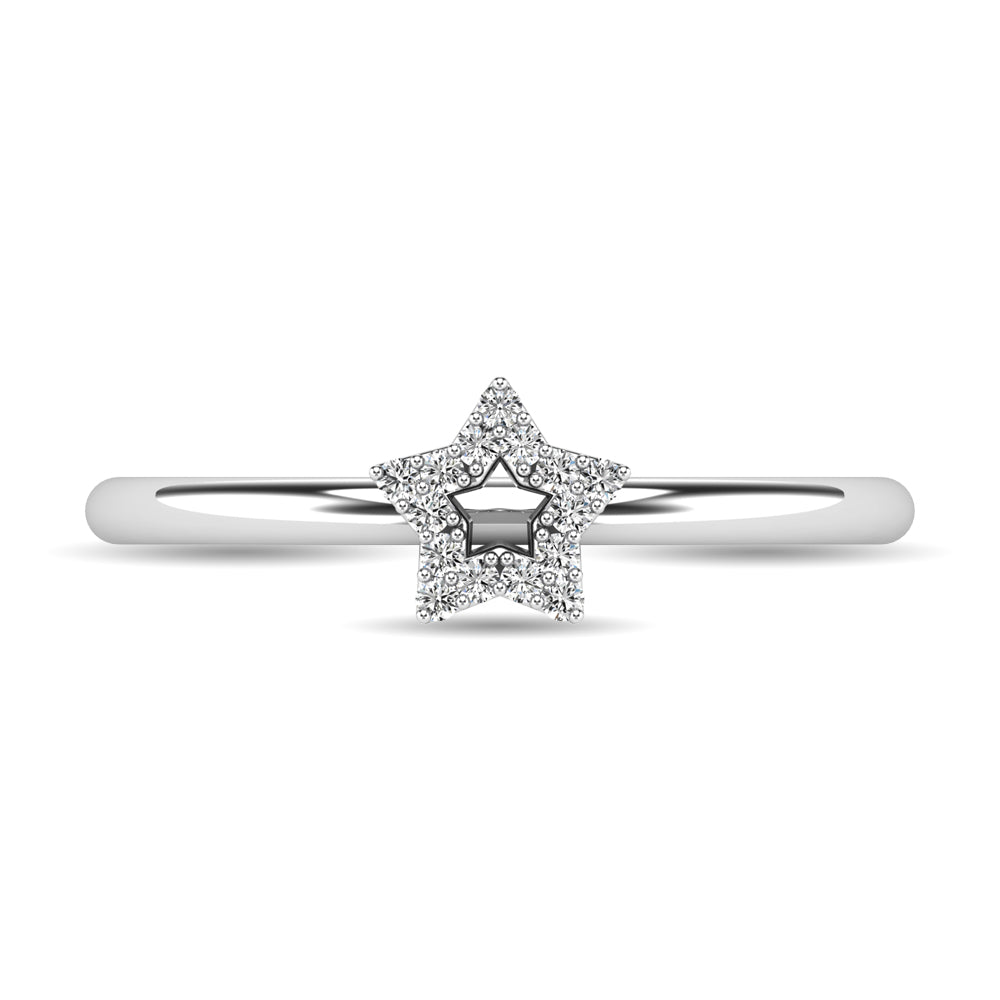 Diamond 1/20 Ct Tw Star Ring In 10K White Gold