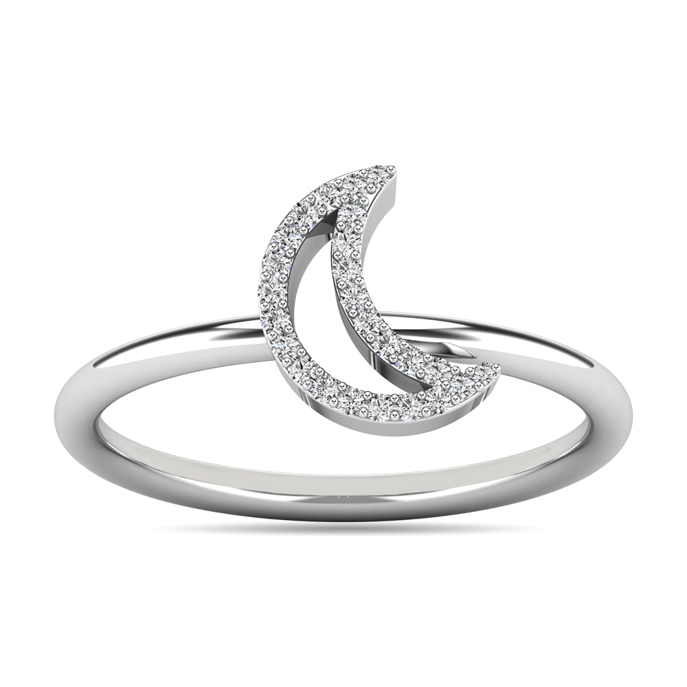 Diamond 1/20 Ct Tw Moon Ring In 10K White Gold
