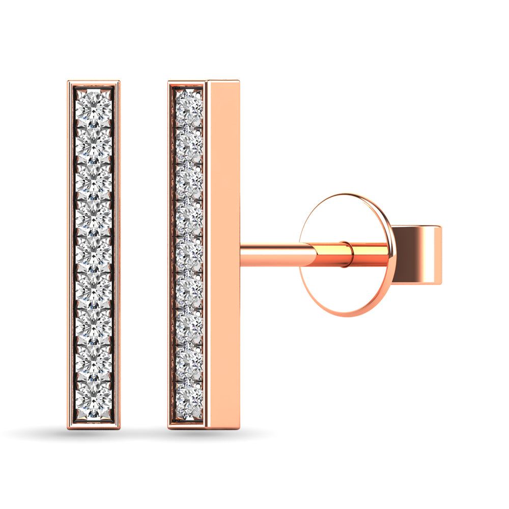 Diamond 1/20 Ct Tw Bar Earrings In 10K Rose Gold
