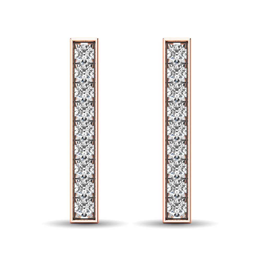 Diamond 1/20 Ct Tw Bar Earrings In 10K Rose Gold