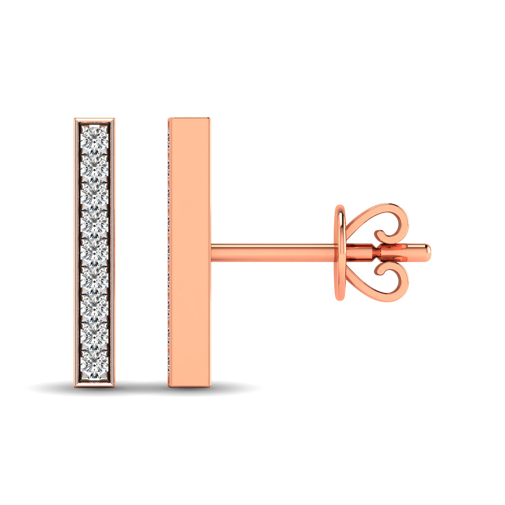 Diamond 1/20 Ct Tw Bar Earrings In 10K Rose Gold