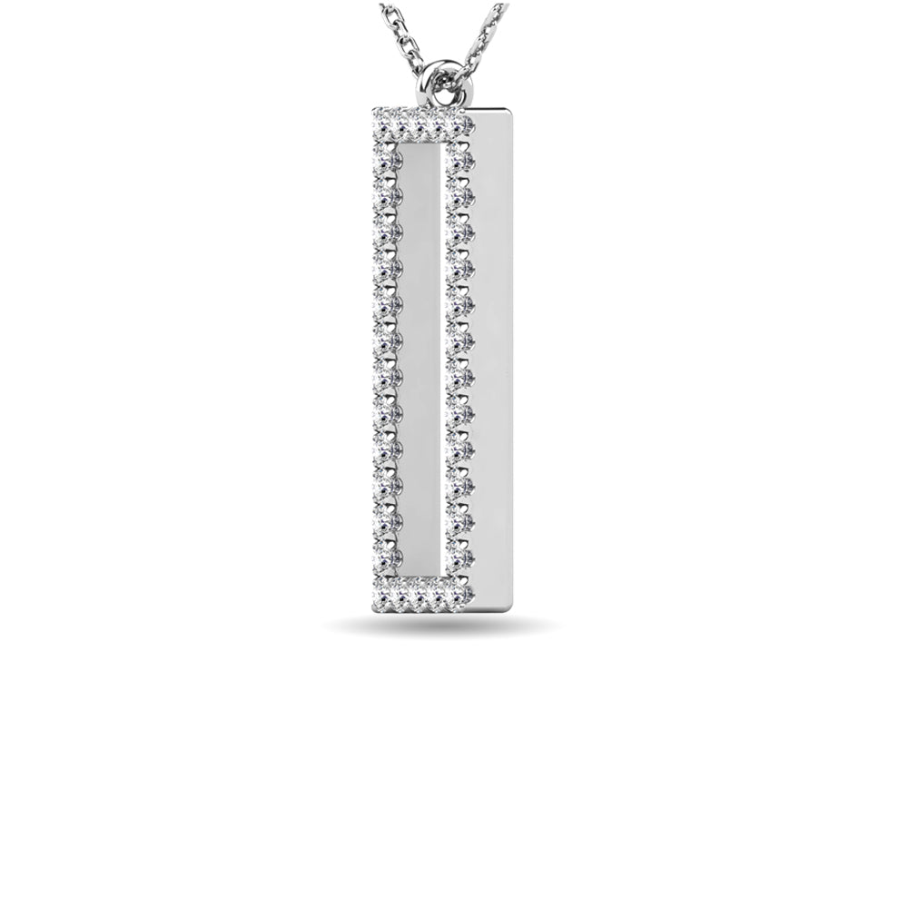 Diamond 1/8 Ct Tw Rectangle Pendant In 10K White Gold