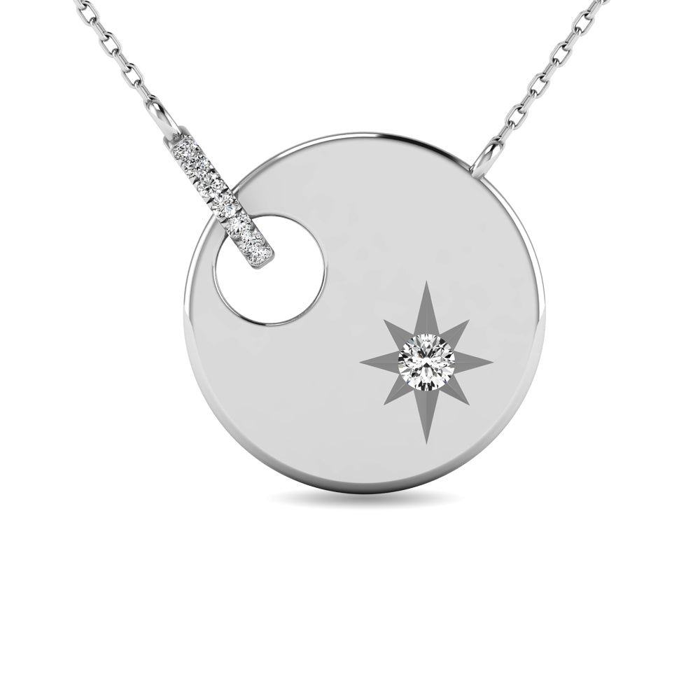 Diamond 1/20 Ct Tw Disc Necklace In 10K White Gold