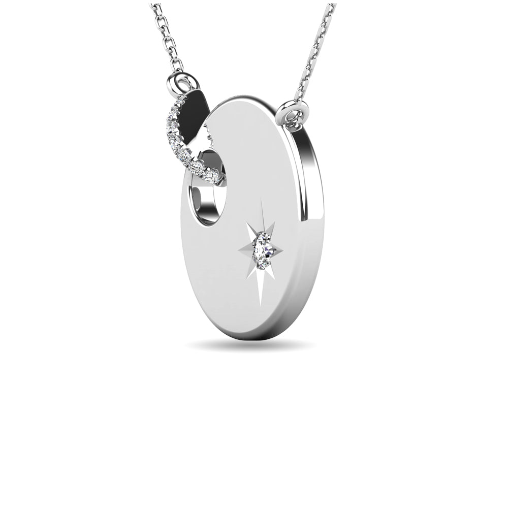 Diamond 1/20 Ct Tw Disc Necklace In 10K White Gold