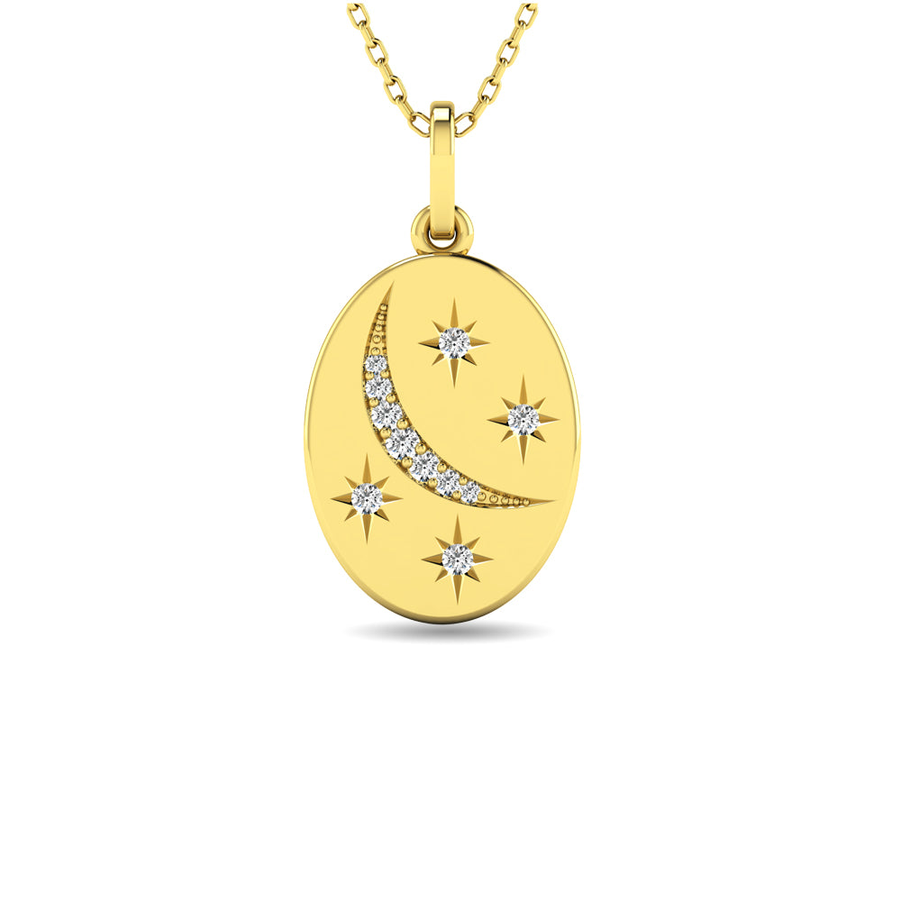 Diamond 1/20 Ct Tw Oval Disc Necklace In 10K Yellow Gold