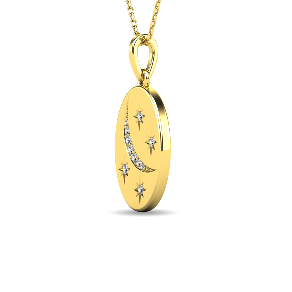 Diamond 1/20 Ct Tw Oval Disc Necklace In 10K Yellow Gold