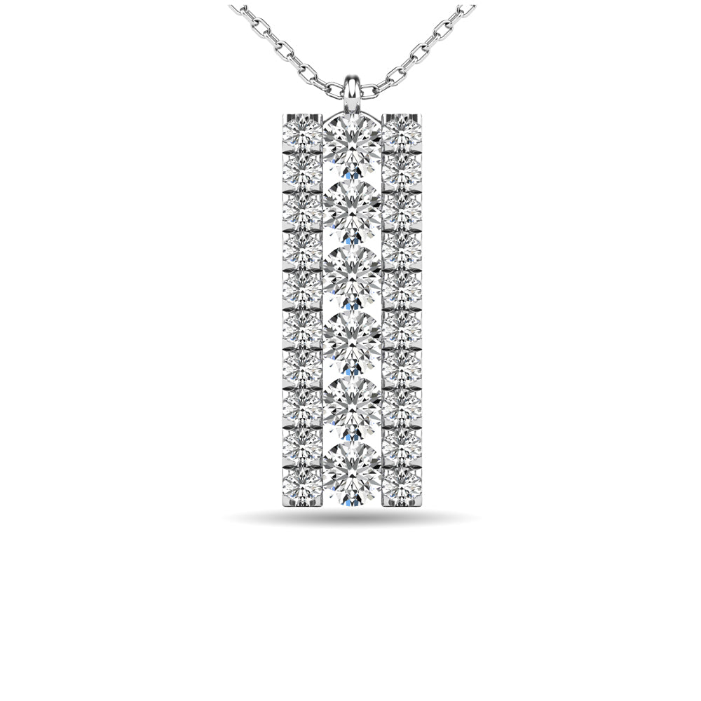 Diamond 1/4 Ct Tw Bar Pendant In 14K White Gold