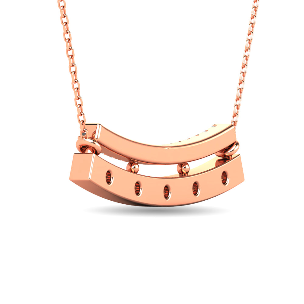 Diamond 1/5 Ct Tw Bar Necklace In 14K Rose Gold