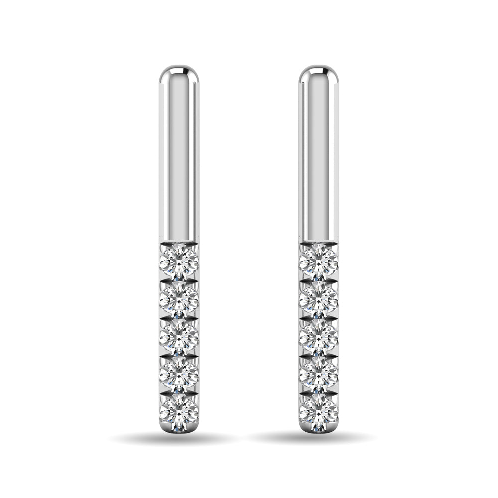 Diamond 1/10 Ct Tw Bar Earrings In 10K White Gold