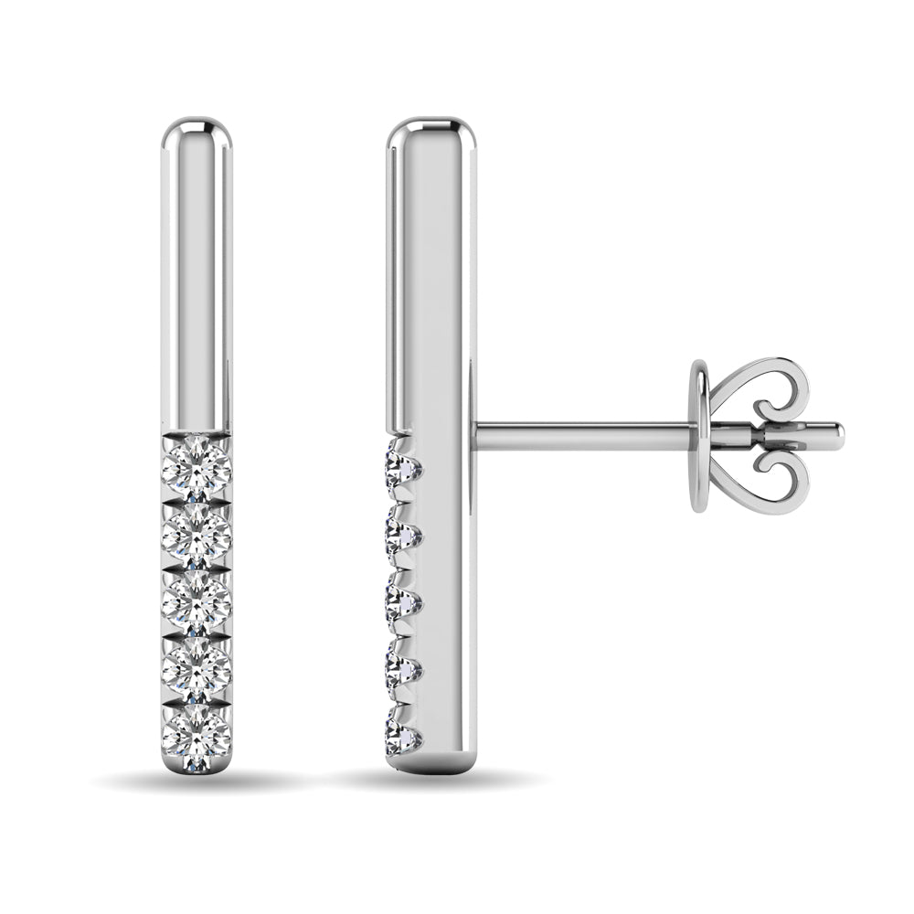 Diamond 1/10 ct tw Bar Earrings in 10K White Gold