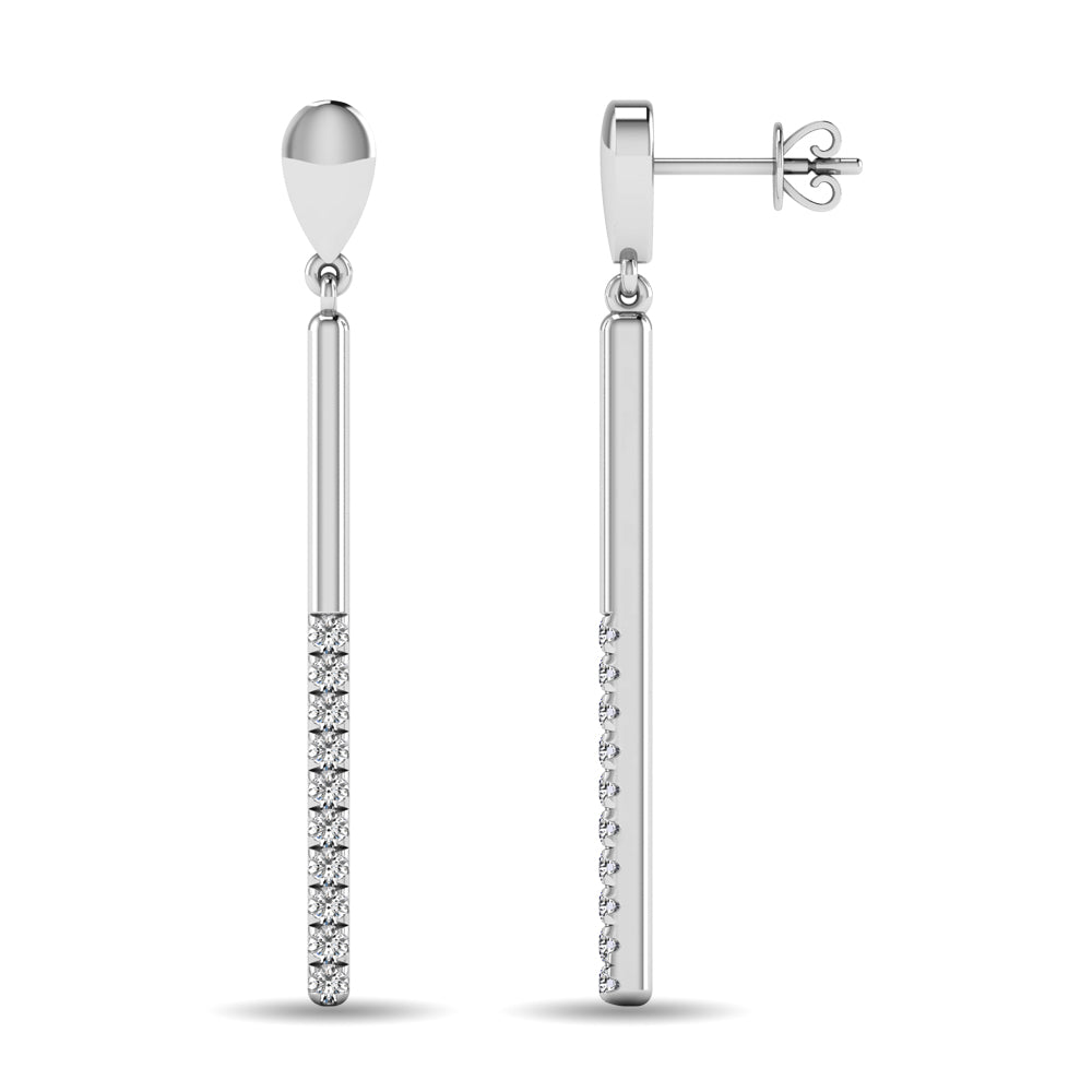 Diamond 1/5 Ct Tw Diamline Earrings In 10K White Gold