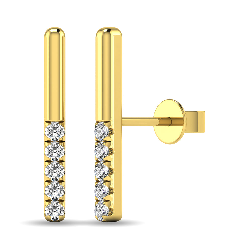 Diamond 1/10 Ct Tw Bar Earrings In 10K Yellow Gold
