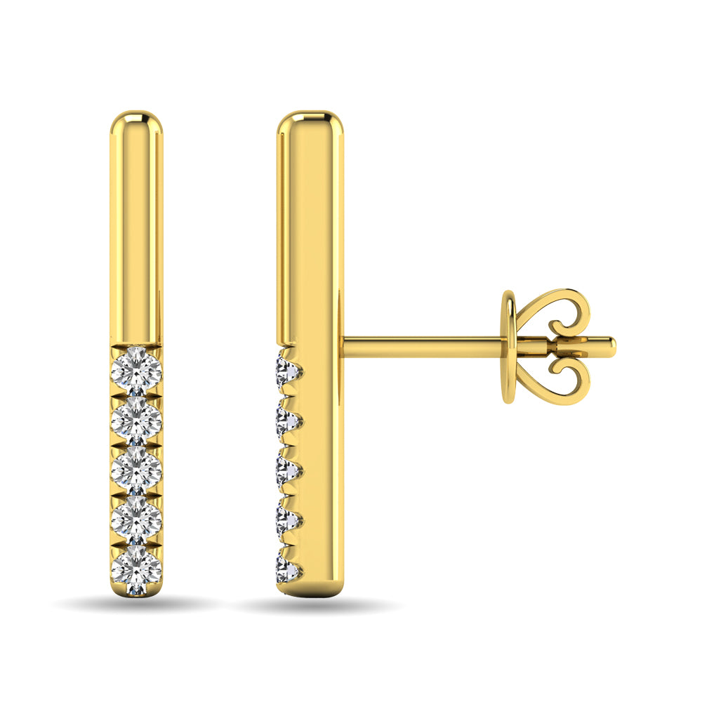Diamond 1/10 ct tw Bar Earrings in 10K Yellow Gold