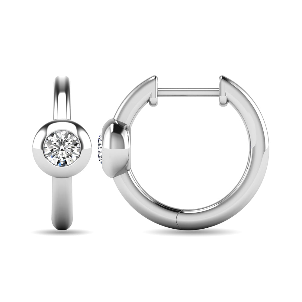 Diamond 1/10 Ct Tw Bezel Set Earrings In 10K White Gold