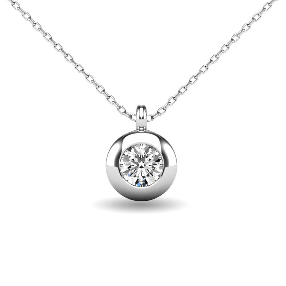 Diamond 1/10 Ct Tw Bezel Set Pendant In 10K White Gold