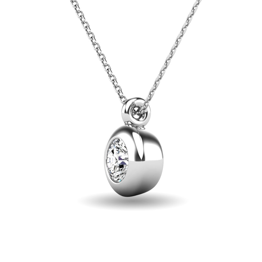 Diamond 1/10 Ct Tw Bezel Set Pendant In 10K White Gold