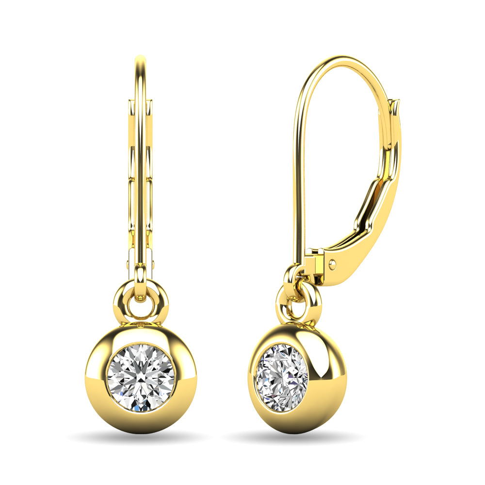 Diamond 1/10 Ct Tw Bezel Set Earrings In 10K Yellow Gold