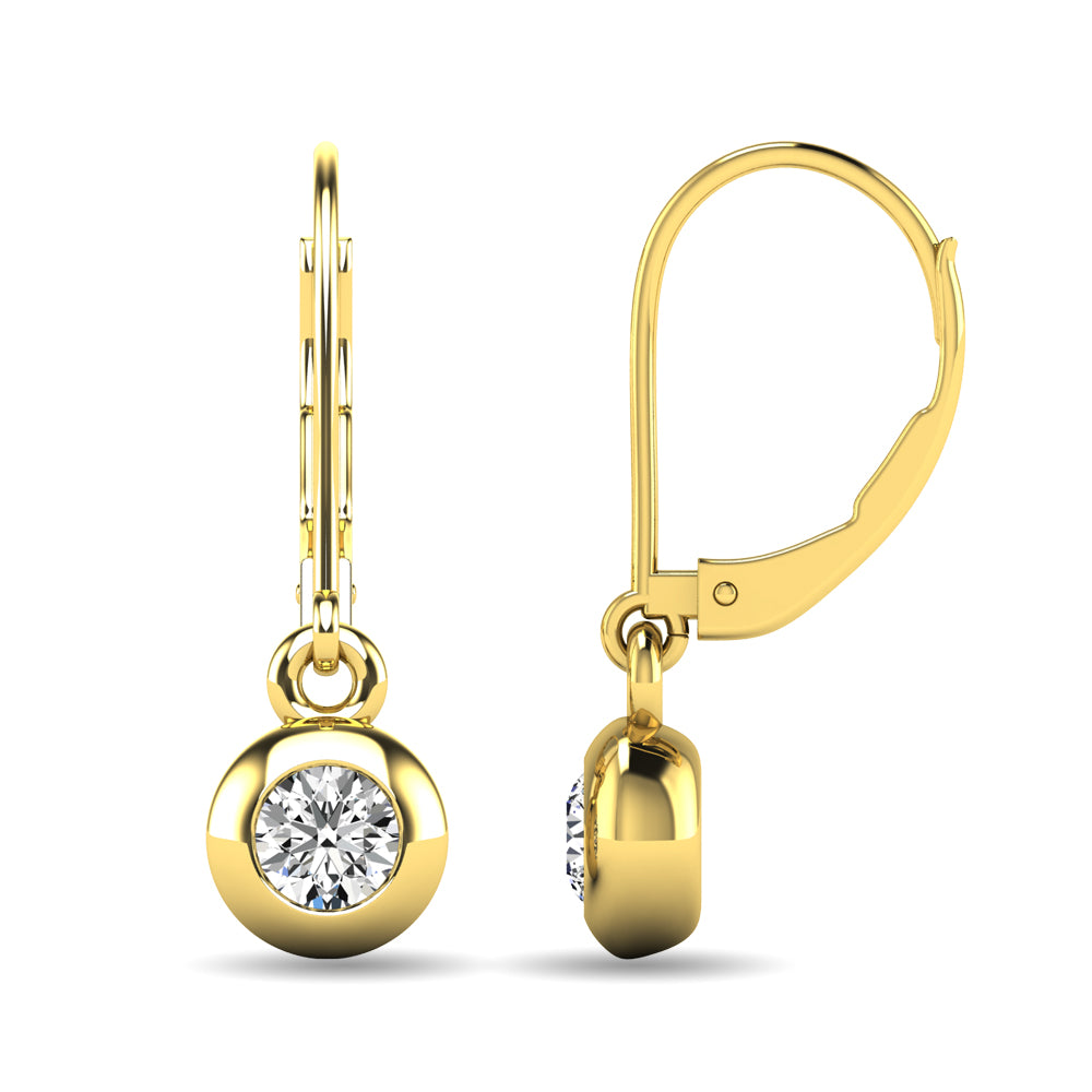 Diamond 1/10 Ct Tw Bezel Set Earrings In 10K Yellow Gold
