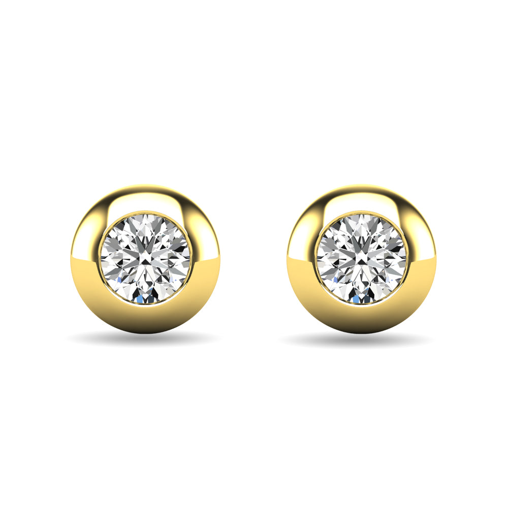 Diamond 1/10 Ct Tw Bezel Set Earrings In 10K Yellow Gold
