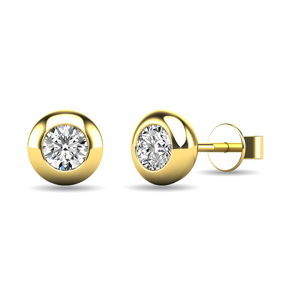 Diamond 1/10 Ct Tw Bezel Set Earrings In 10K Yellow Gold