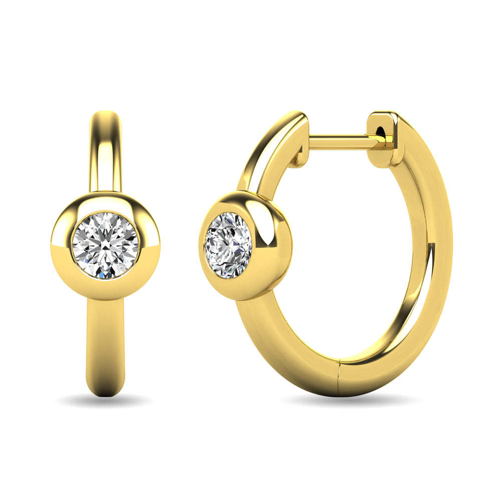Diamond 1/10 Ct Tw Bezel Set Earrings In 10K Yellow Gold